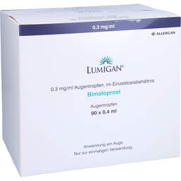 Abbildung: Lumigan 0,3 mg / ml Augentropfen im Einzeldosisbeh. 90X0.4 ml, Augentropfen PZN 11542371