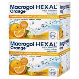 Abbildung: Macrogol Hexal Orange Pulver zur Herstellung einer Lösung zum Einnehmen Beutel Beutel, 100 St PZN 11553736