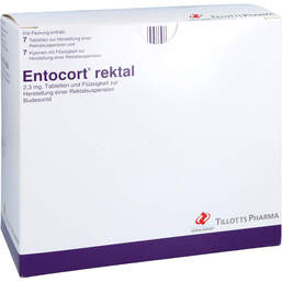 Abbildung: Entocort rektal 7 Tabletten + 7 Klys.z.Her.e.RektalSuspension 1 P, Kombipackung PZN 11556321
