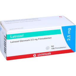 Abbildung: Letrozol Glenmark 2,5 mg Filmtabletten 100 St, Filmtabletten PZN 11564734