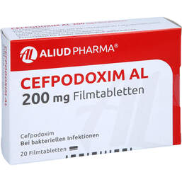 Abbildung: Cefpodoxim AL 200 mg Filmtabletten 20 St, Filmtabletten PZN 11564987
