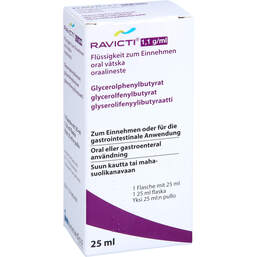 Abbildung: Ravicti 1,1 g / ml 25ml + Adapter für Exacta Med Disp. 1X25 ml, Flüssigkeit zum Einnehmen PZN 11583832
