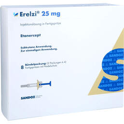 Abbildung: Erelzi 25 mg Injektionslösung in einer Fertigspritze 8 St, Injektionslösung PZN 11594310