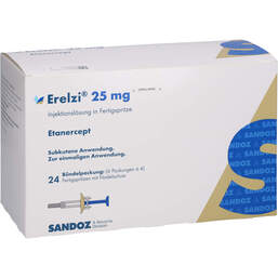 Abbildung: Erelzi 25 mg Injektionslösung in einer Fertigspritze 24 St, Injektionslösung PZN 11594327