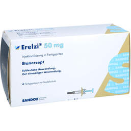 Abbildung: Erelzi 50 mg Injektionslösung in einer Fertigspritze 4 St, Injektionslösung PZN 11594362