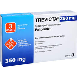 Abbildung: Trevicta 350 mg Depot-Injektionssuspension in einer Fertigsp. 1 St, Depot-Injektionssuspension PZN 11595114