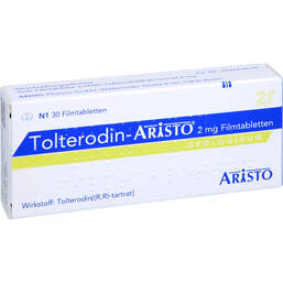 Abbildung: Tolterodin Aristo 2 mg Filmtabletten 30 St, Filmtabletten PZN 11595278