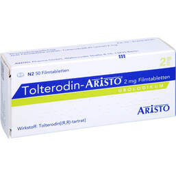 Abbildung: Tolterodin Aristo 2 mg Filmtabletten 50 St, Filmtabletten PZN 11595284