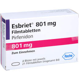 Abbildung: Esbriet 801 mg Filmtabletten 84 St, Filmtabletten PZN 11599804