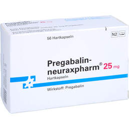 Abbildung: Pregabalin neuraxpharm 25 mg Hartkapseln 56 St, Hartkapseln PZN 11606289