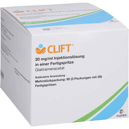 Abbildung: Clift 20 mg / ml Injektionslösung in einer Fertigspritze 90 St, Fertigspritzen PZN 11612700