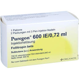Abbildung: Puregon 600 I.E. / 0,72 ml Injektion -Lösung i.Pat. + 6 Nad. 1 St, Injektionslösung PZN 11616164