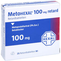 Abbildung: Metohexal 100 retard Tabletten  25 St, Retard-Tabletten PZN 11617057