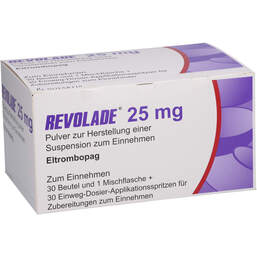 Abbildung: Revolade 25 mg Pulver zur Herstellung einer Suspension zum Einnehmen  30 St, Pulver zur Herstellung einer Suspension zum Einnehmen PZN 11638326