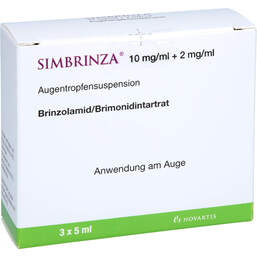 Abbildung: Simbrinza 10 mg / ml + 2 mg / ml Augentropfensuspension  3X5 ml, Augentropfen PZN 11646314