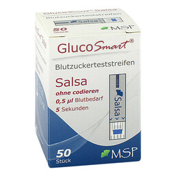 Abbildung: Glucosmart Salsa Blutzuckerteststreifen Dose Teststreifen, 50 St PZN 11653886