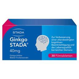 Abbildung: Ginkgo STADA® 40 mg Filmtabletten 30 St, Filmtabletten PZN 11654259