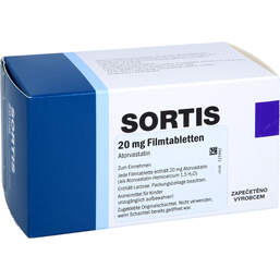 Abbildung: Sortis 20 mg Filmtabletten 100 St, Filmtabletten PZN 11667003