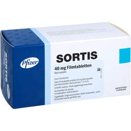 Abbildung: Sortis 40 mg Filmtabletten 100 St, Filmtabletten PZN 11667061