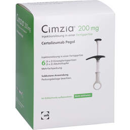 Abbildung: Cimzia 200 mg Injektionslösung in einer Fertigspritze 3X2 St, Injektionslösung PZN 11668132
