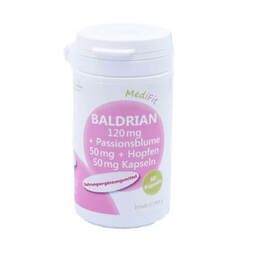 Abbildung: Baldrian 120 mg + Passionsblume 50 mg + Hopfen 50 mg 60 St, Kapseln PZN 11668540