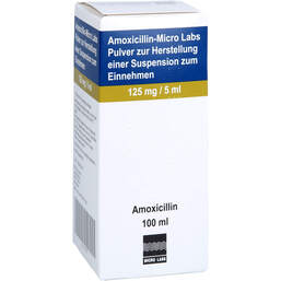 Abbildung: Amoxicillin Micro Labs 125 mg / 5 ml Pulver Suspension -Herstellung 100 ml, Pulver zur Herstellung einer Suspension zum Einnehmen PZN 11677674