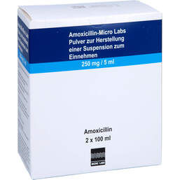Abbildung: Amoxicillin Micro Labs 250 mg / 5 ml Pulver Suspension -Herstellung 200 ml, Pulver zur Herstellung einer Suspension zum Einnehmen PZN 11677711