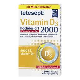 Abbildung: Tetesept Vitamin D3 2.000 Filmtabletten Filmtabletten, 50 St PZN 11678202