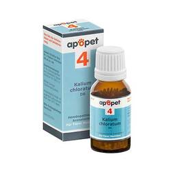 Abbildung: Apopet Schüßler-Salz Nr.4 Kalium chloratum D 6 vet. (für Tiere) Globuli, 12 g PZN 11685610