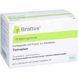 Abbildung: Braltus 10 µg + 2 Zonda-Inhalat.Hartk.mit Pulver zur Inh. 60 St, Hartkapseln mit Pulver zur Inhalation PZN 11689192