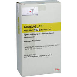Abbildung: Abasaglar 100 E / ml Injektionslösung Kwikpen 10X3 ml, Injektionslösung in einem Fertigpen PZN 11690901