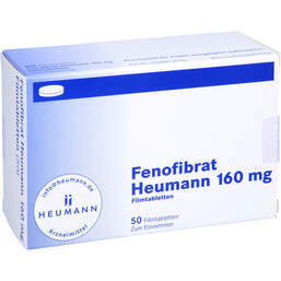 Abbildung: Fenofibrat Heumann 160 mg Filmtabletten 50 St, Filmtabletten PZN 11693242
