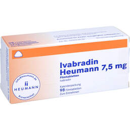 Abbildung: Ivabradin Heumann 7,5 mg Filmtabletten 98 St, Filmtabletten PZN 11693360