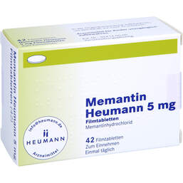 Abbildung: Memantin Heumann 5 mg Filmtabletten 42 St, Filmtabletten PZN 11693414