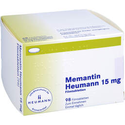 Abbildung: Memantin Heumann 15 mg Filmtabletten 98 St, Filmtabletten PZN 11693489