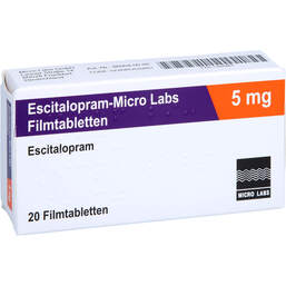 Abbildung: Escitalopram Micro Labs 5 mg Filmtabletten 20 St, Filmtabletten PZN 11695867