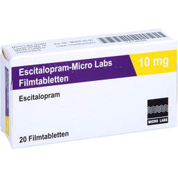 Abbildung: Escitalopram Micro Labs 10 mg Filmtabletten 20 St, Filmtabletten PZN 11695904