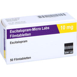Abbildung: Escitalopram Micro Labs 10 mg Filmtabletten 50 St, Filmtabletten PZN 11695910