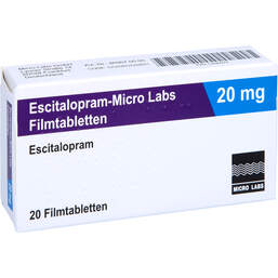Abbildung: Escitalopram Micro Labs 20 mg Filmtabletten 20 St, Filmtabletten PZN 11695979