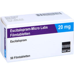 Abbildung: Escitalopram Micro Labs 20 mg Filmtabletten 50 St, Filmtabletten PZN 11695985