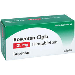 Abbildung: Bosentan Cipla 125 mg Filmtabletten 56 St, Filmtabletten PZN 11715239