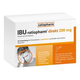 Abbildung: IBU-ratiopharm® direkt 200 mg Pulver zum Einnehmen Pulver, 20 St PZN 11722469