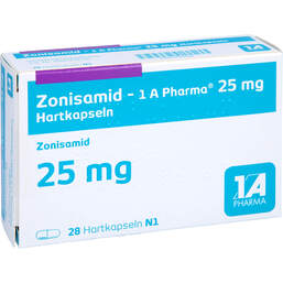 Abbildung: Zonisamid 1A Pharma 25 mg Hartkapseln 28 St, Hartkapseln PZN 11725108