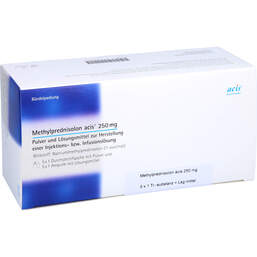 Abbildung: Methylprednisolon acis 250 mg P.und LM.H.Inj / Inf-L. 5 St, Pulver u Lösungsm. z. Herst. e.Injektions- bzw. Infusionsl. PZN 11729862