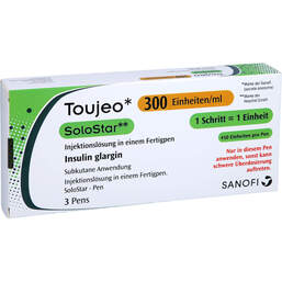Abbildung: Toujeo 300 E / ml Solostar Injektionslösung in einem Fertigpen 3X1.5 ml, Injektionslösung PZN 11732574