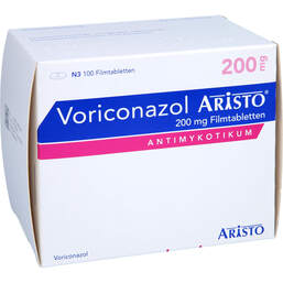 Abbildung: Voriconazol Aristo 200 mg Filmtabletten 100 St, Filmtabletten PZN 11807444