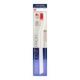Abbildung: Swissdent Profi Colours Zahnbürste soft-medium weiß / rot 1 St, Zahnbürste PZN 11847900