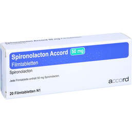 Abbildung: Spironolacton Accord 50 mg Filmtabletten 20 St, Filmtabletten PZN 11851971