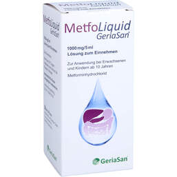 Abbildung: Metfoliquid Geriasan 1000 mg / 5 ml Lösung zum Einnehmen 150 ml, Lösung zum Einnehmen PZN 11852864