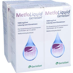 Abbildung: Metfoliquid Geriasan 1000 mg / 5 ml Lösung zum Einnehmen 4X150 ml, Lösung zum Einnehmen PZN 11852870